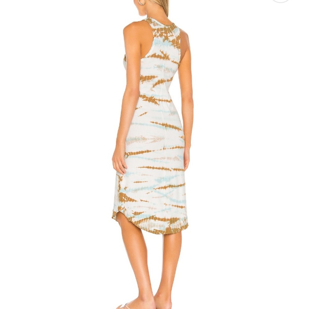 Sleeveless Tie-Dye Midi Dress in Blue & Tan - Picture 3 of 4